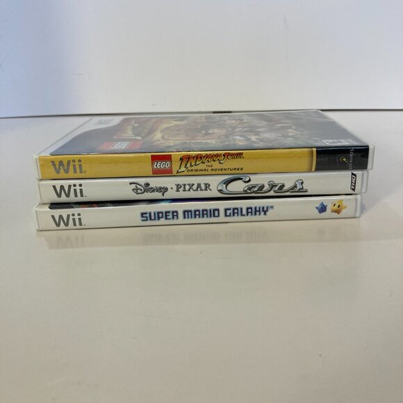 Nintendo Wii Video Game Bundle 3 Tested Super Mario Galaxy Cars Indiana Jones - Picture 9 of 13